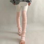 Wuuuus 踩脚袜套女春秋款 芭蕾风长筒堆堆袜子竖纹针织露趾小腿套