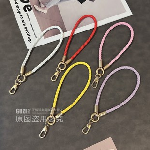 时尚皮质编织手机链挂绳个性创意金属锁扣高级感手机壳便携防丢防盗手机绳简约纯色女士爆款钥匙扣包包挂链条