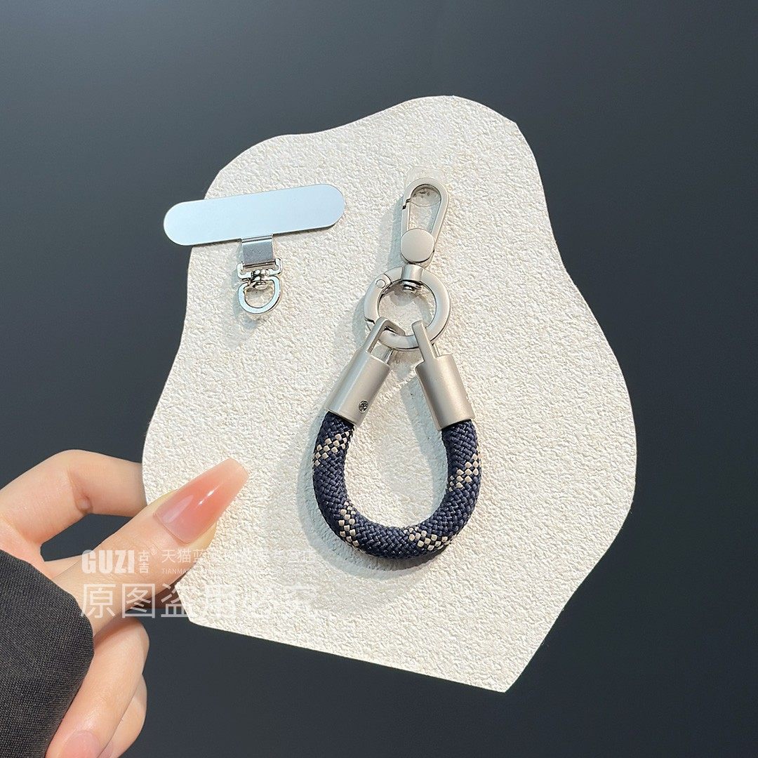 多巴胺编织手机挂绳短款手提绳挂链撞色手指吊绳高端带金属可旋转垫片车钥匙背包小挂饰男女通用挂扣挂钩耐磨