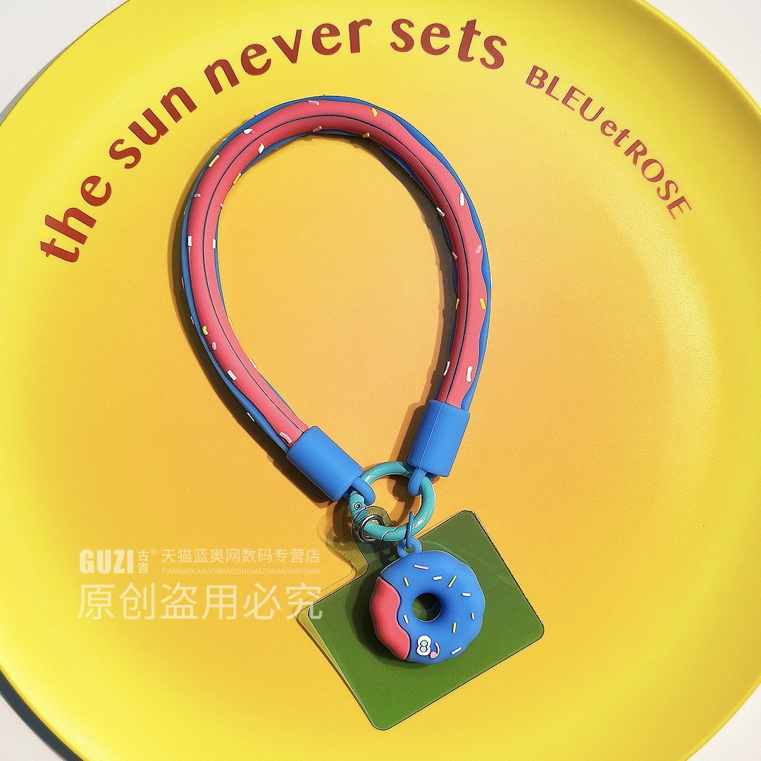 新款手机挂绳撞色手工高级皮质短款斜挎甜甜圈吊坠钥匙扣配饰结实便携防丢挂饰手机壳吊绳带垫片链条创意挂件