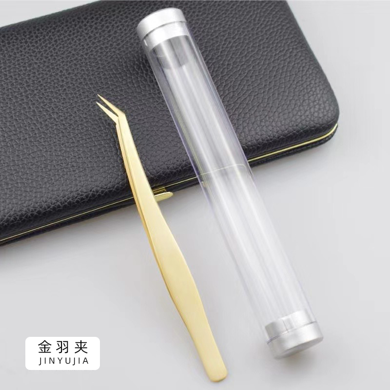 高密度香槟色美睫开花玫瑰金镊子