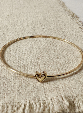 HE·R自制AU585 AU750 定制K金爱心细手镯