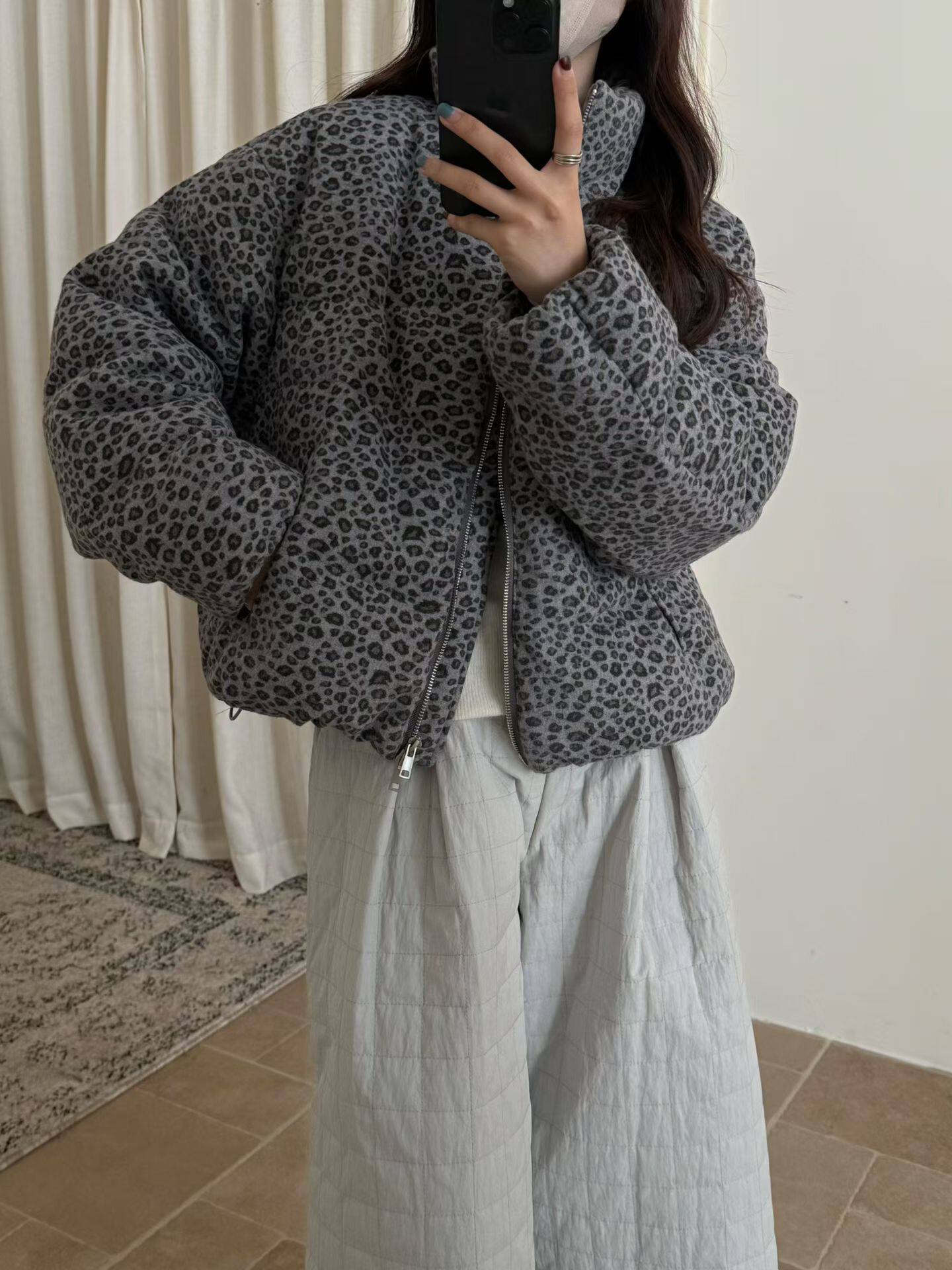 Wuli 25冬韩系复古豹纹立领磨毛羽绒服女宽松保暖短款面包服外套,女装/女士精品,羽绒服,淘宝优惠券,粉丝福利购,淘宝优惠卷