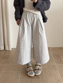 Wuli 小个子夹棉八分裤 25新日系复古格纹压线阔腿裤 女ins韩版