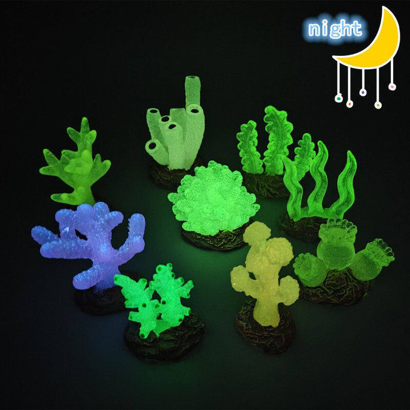 新款树脂发光仿真珊瑚模型水族鱼缸海洋夜光珊瑚礁饰品水草摆件