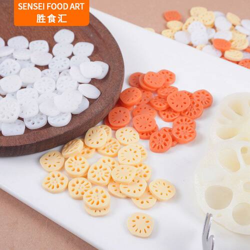 迷你仿真小藕片DIY微缩食玩仿真食物藕片娃娃屋厨房蔬菜食材配件
