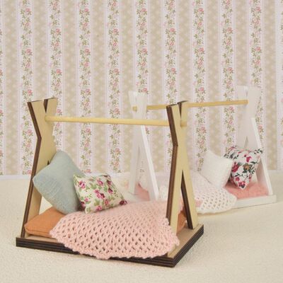 BJD娃娃家具六分娃用床OB11木质微缩小床娃娃屋布置过家家场景配