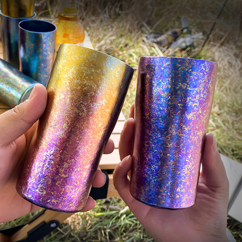 蔻盾纯钛冰花水杯双层隔热彩钛啤酒杯露营便携轻量钛杯旅行果汁杯,户外/登山/野营/旅行用品,水杯,淘宝优惠券,粉丝福利购,淘宝优惠卷