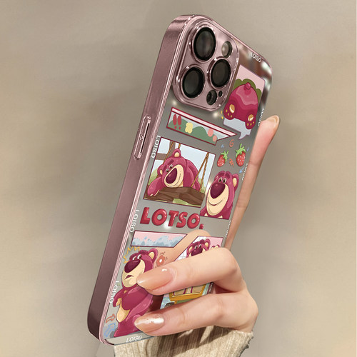 适用于苹果16promax手机壳彩草莓熊iphone12/13套硅胶xs全包防摔15ultra网红新款xr男女11pro外潮牌14Promax