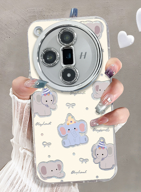 自带镜头膜适用于OPPOFINDx7Ultra手机壳镂空小象高级感水钻精孔FINDX6PRO外硅胶全包防摔oppofindx5套新款女