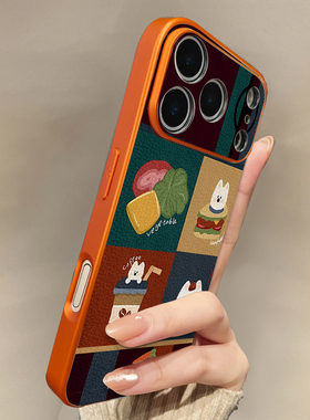 适用于苹果17promax手机壳电镀橙色块奶狗iphone14/16pro套硅胶xs全包防摔斜跨15ultra套网红11新款xr女13PRO