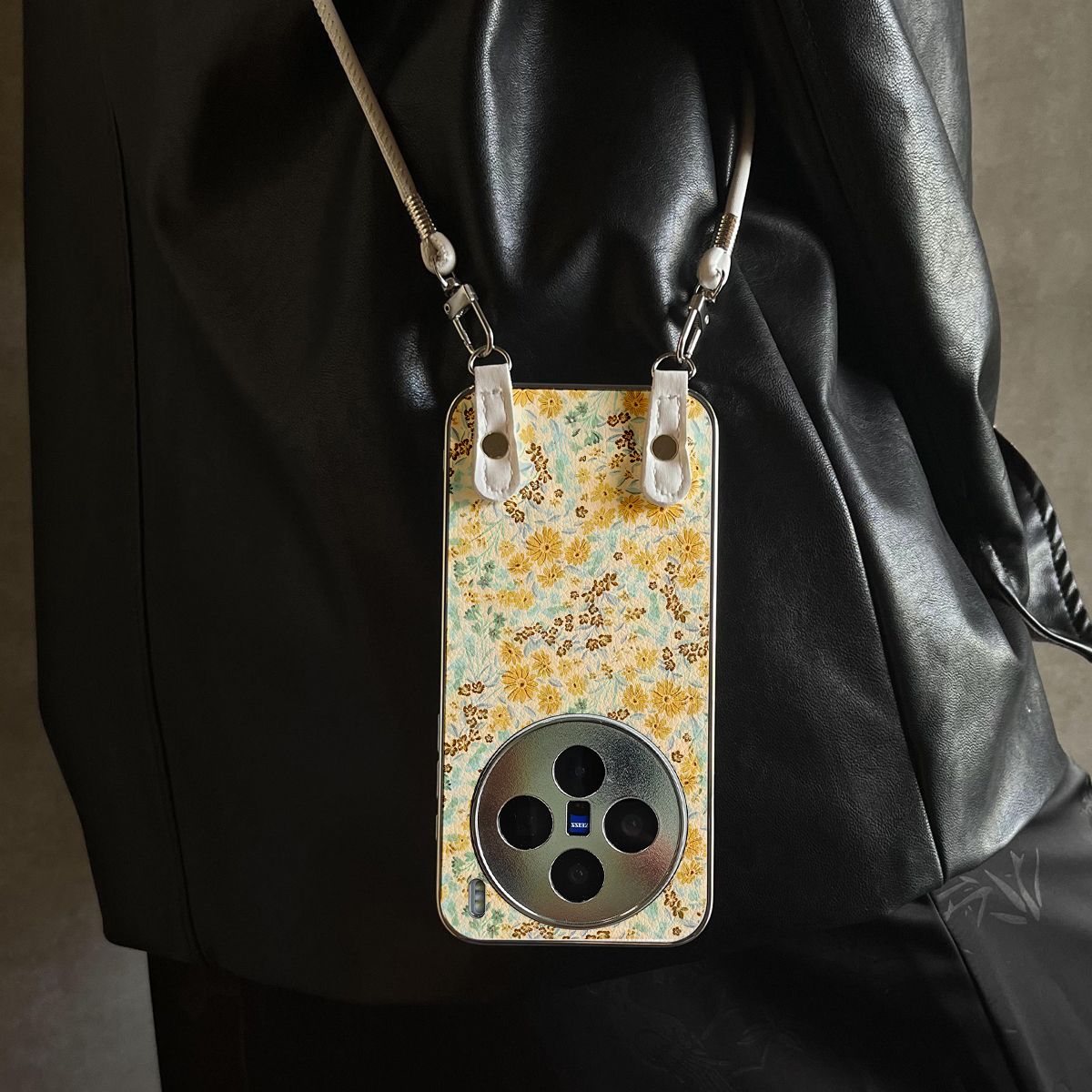 适用于vivox300Pro手机壳新款绿叶雏菊X100pro/90S/80斜跨全包S30promini/20/19/18/17套防摔Y300i带挂绳女