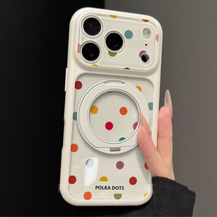 适用于苹果17promax手机壳柔彩带支架彩色波点iphone14/16pro套硅胶xs全包防摔15promax套高级感新款女13PRO
