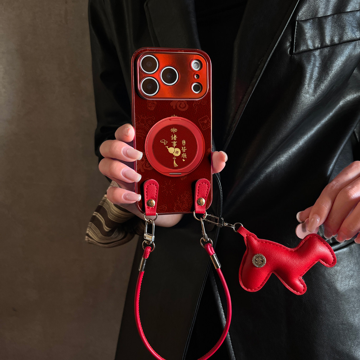 适用于苹果17promax手机壳带挂绳诸事皆顺iphone14/16pro套红色xs全包防摔斜跨15ultra套马年11新xr女13PRO,3C数码配件,手机保护套/壳,淘宝优惠券,粉丝福利购,淘宝优惠卷