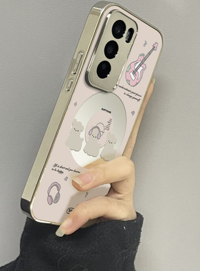 适用于OPPOReno12Pro手机壳镜面狗狗唱片高级感5/6/7外硅胶全包防摔reno8/9pro十网红新款女潮牌Reno10/11套