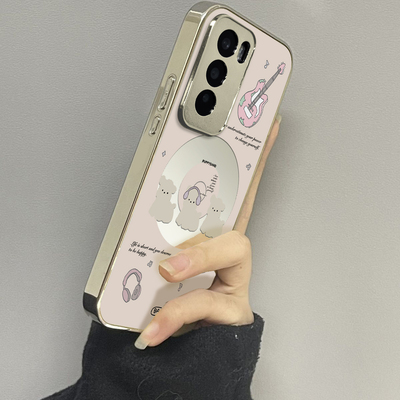 适用于OPPOReno12Pro手机壳镜面狗狗唱片高级感5/6/7外硅胶全包防摔reno8/9pro十网红新款女潮牌Reno10/11套