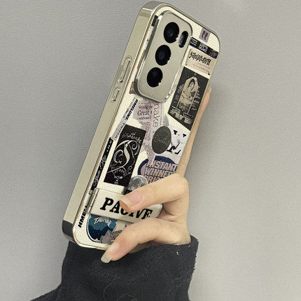 适用于OPPOReno12Pro手机壳小羊皮月球海报高级感5/6/7外硅胶全包防摔reno8/9pro网红新款女潮牌Reno10/11套