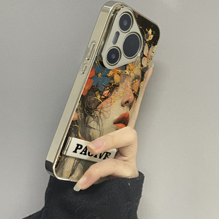 用于华为pura70proUltra手机壳镜面油画女孩p40高级感p50e硅胶全包防摔P60外新款 网红男女潮牌P70pro十套硬