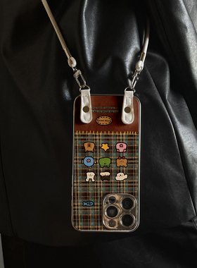 适用于苹果17promax手机壳带挂绳动物头像iphone14/16pro套硅胶xs全包防摔斜跨15ultra套网红11新款xr女13PRO