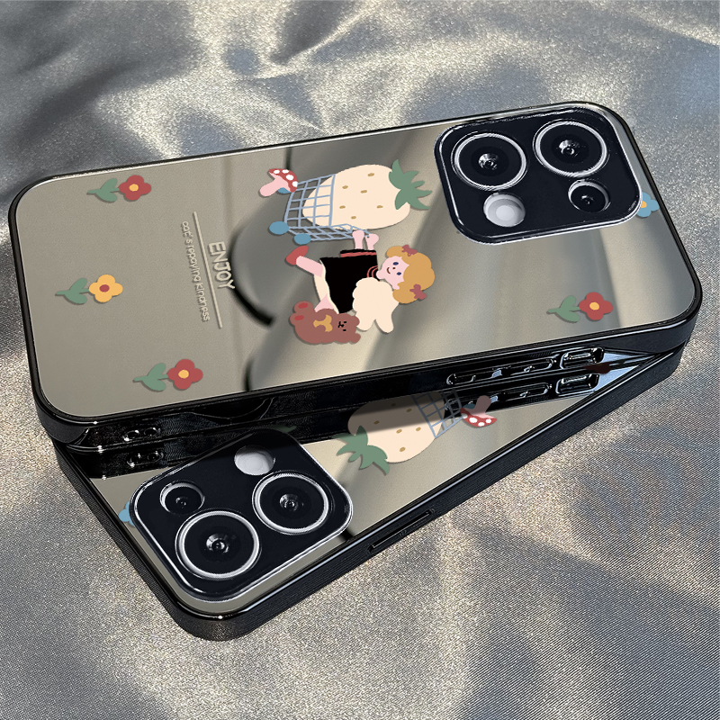 适用于OPPOReno14Pro手机壳草莓女孩镜面高级感a2/a3pro硅胶全包5防摔6新款男女7/8/9潮Reno10/11pro十12套13