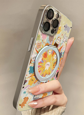 适用于OPPOReno14Pro手机壳七彩动物新款磁吸支架FINDx8s/x7ultra全包x6/5防摔a58硅胶7/8/9女10/11pro12套13