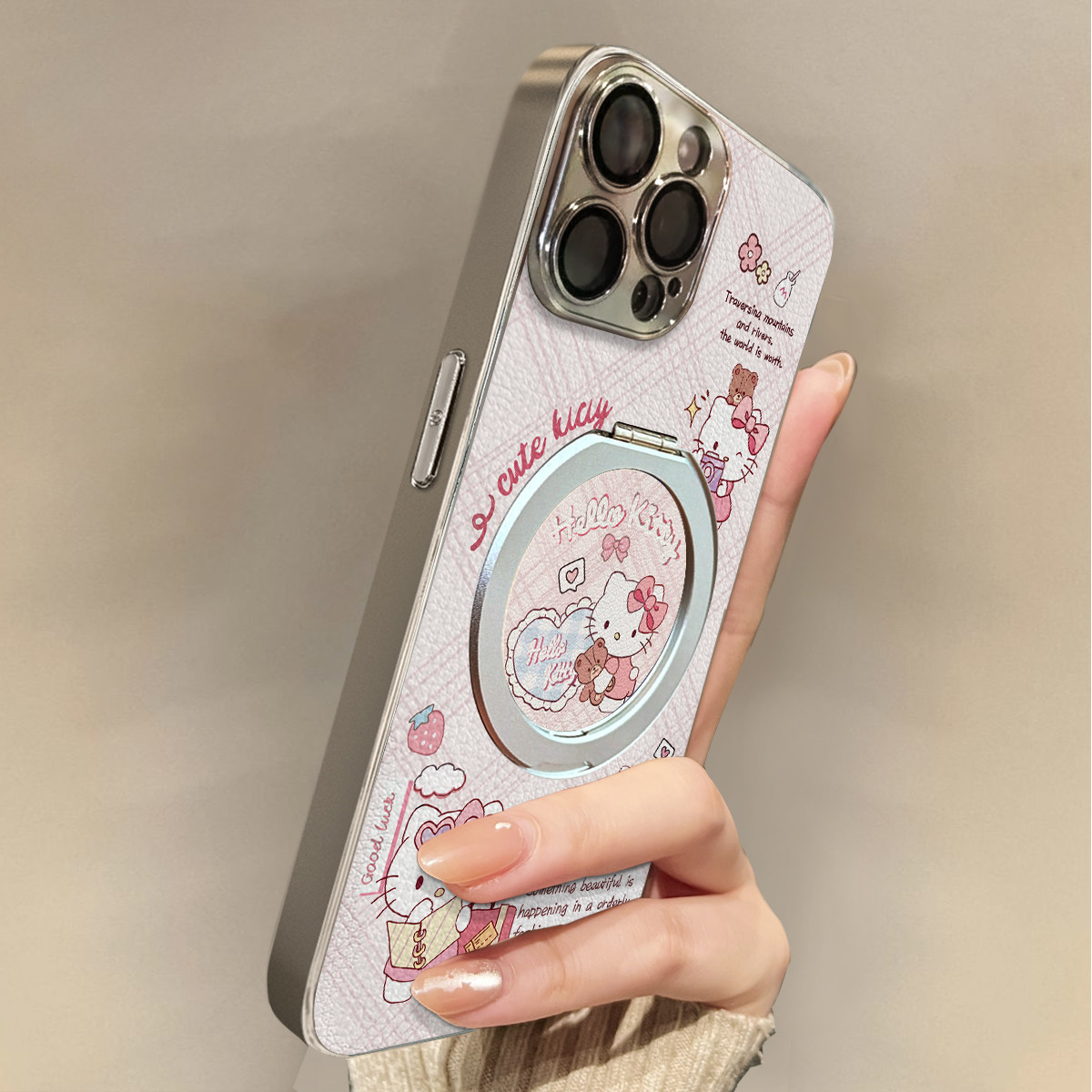 适用于OPPOReno14Pro手机壳抱枕KT猫新款带挂绳FINDx8s/x7ultra全包x6/5防摔a58硅胶7/8/9女10/11pro十12套13