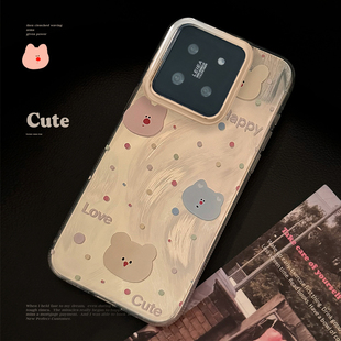 适用于小米14pro手机壳波点彩头透明羽纱12s高级感note11/12Turbo硅胶k40全包12x防摔13新款50女红米k60/70套