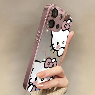 适用于OPPOReno14Pro手机壳KT猫彩贴镜面高级感a2/a3pro硅胶全包5防摔6新款男女7/8/9潮Reno10/11pro十12套13