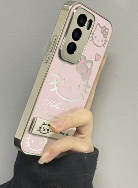 适用于OPPOReno12Pro手机壳镜面13/14粉猫高级感5/6/7外硅胶全包防摔reno8/9pro十网红新款女潮牌Reno10/11套