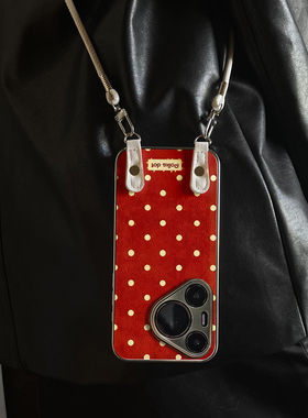 适用于华为Pura70pro手机壳新款红底波点Mate60/70pro十套50/40全包防摔P60/80带挂绳Nova14ultra/13/12外7/9