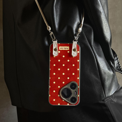 适用于华为Pura70pro手机壳新款红底波点Mate60/70pro十套50/40全包防摔P60/80带挂绳Nova14ultra/13/12外7/9