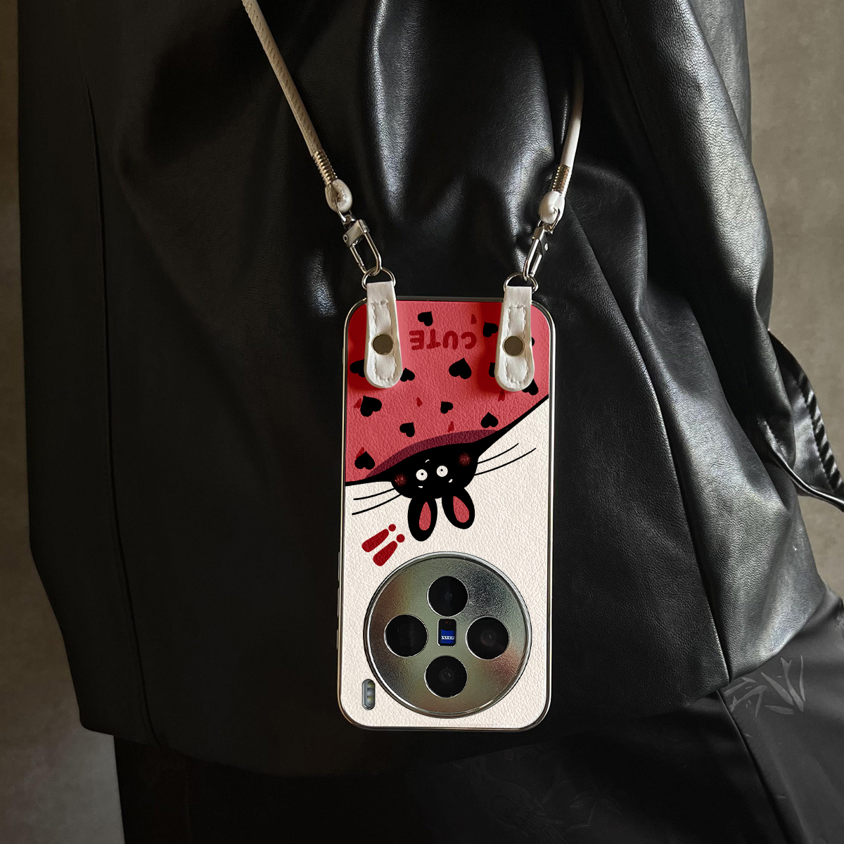 适用于vivox300Pro手机壳新款咪啾黑鼠X100pro/90S/80斜跨全包S30promini/20/19/18/17套防摔Y300i带挂绳女