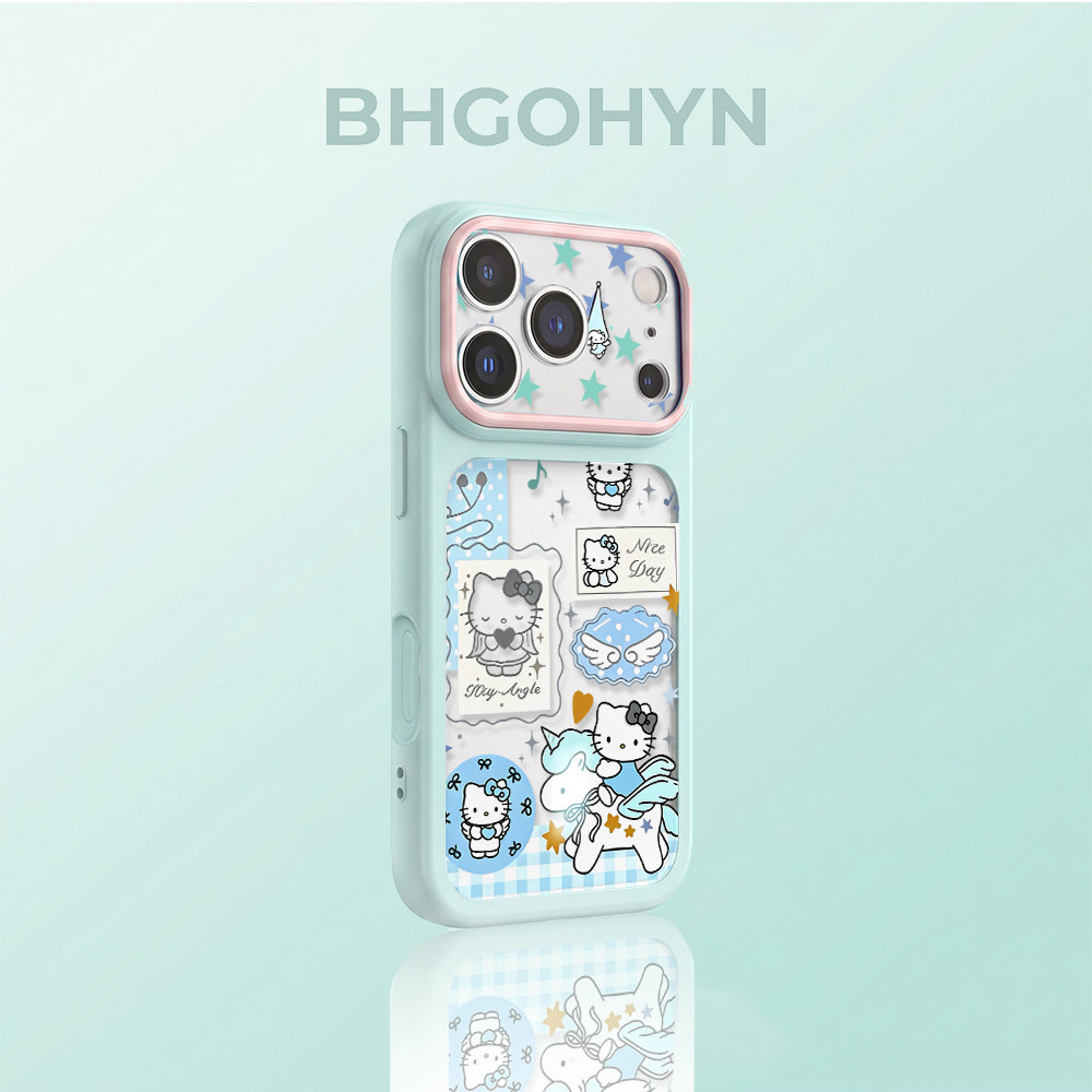 适用于苹果17promax手机壳新款透明撞色天使猫咪iphone14/16pro外硅胶xs全包防摔15promax套网红高级感女可爱