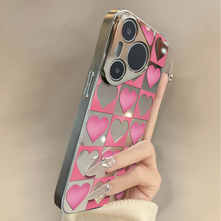 适用于华为pura70Pro手机壳镂空爱心电镀镜面p40外硅胶全包防摔P50e高级感p30新款 男女潮牌P60PRO套软创意P70