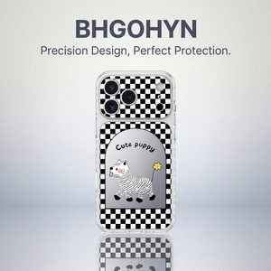 适用于苹果17promax手机壳新品磨砂IMD大视窗格纹狗狗全包iphone16pro套硅胶防摔高级感苹果15promax外女款17