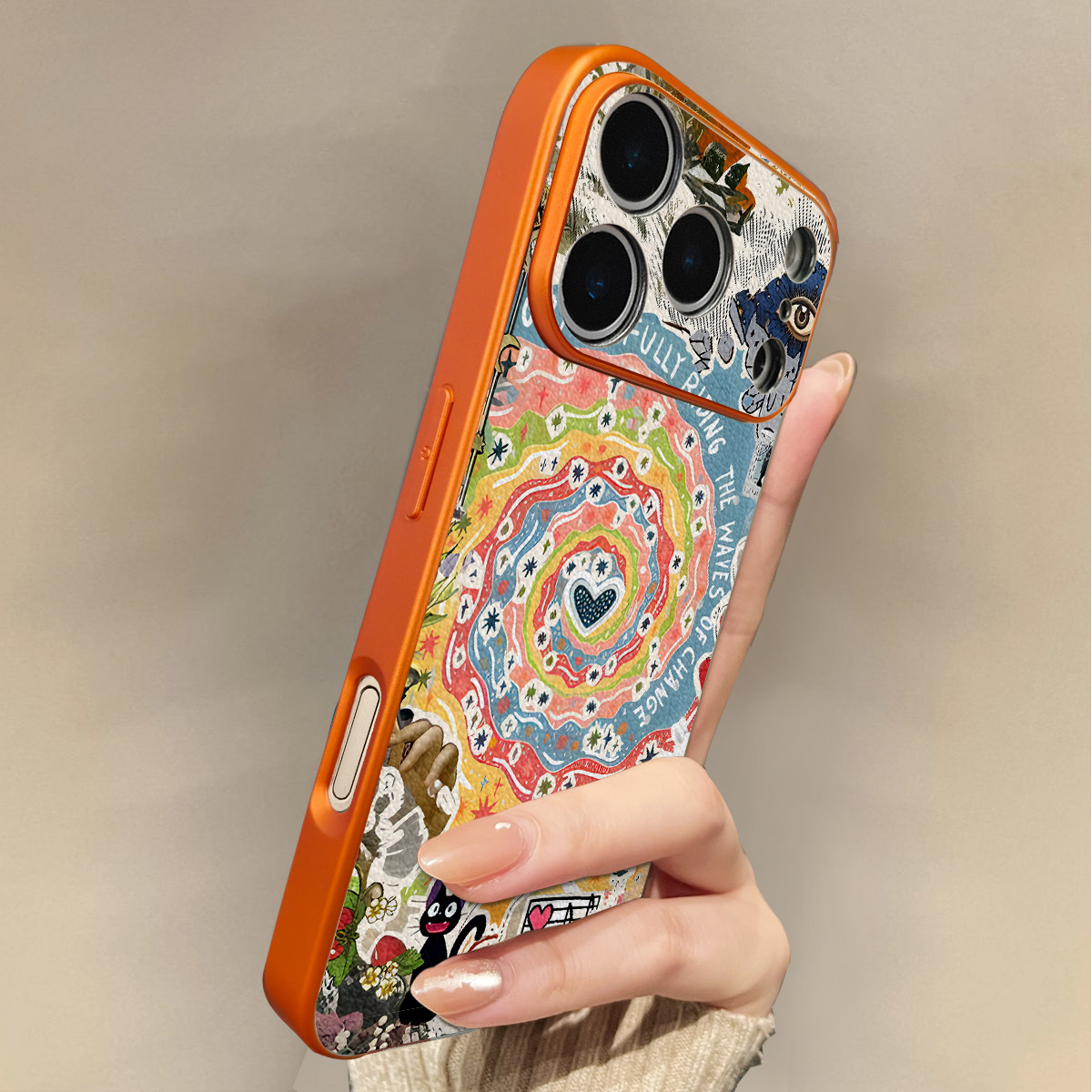 适用于苹果17promax手机壳电镀橙漩涡爱心iphone14/16pro套硅胶xs全包防摔斜跨15ultra套网红11新款xr女13PRO