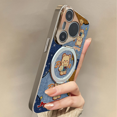 适用于华为Pura70pro手机壳新款磁吸纹熊Mate60/70pro十套50/40全包防摔P60/80带挂绳Nova14ultra/13/12外7/9