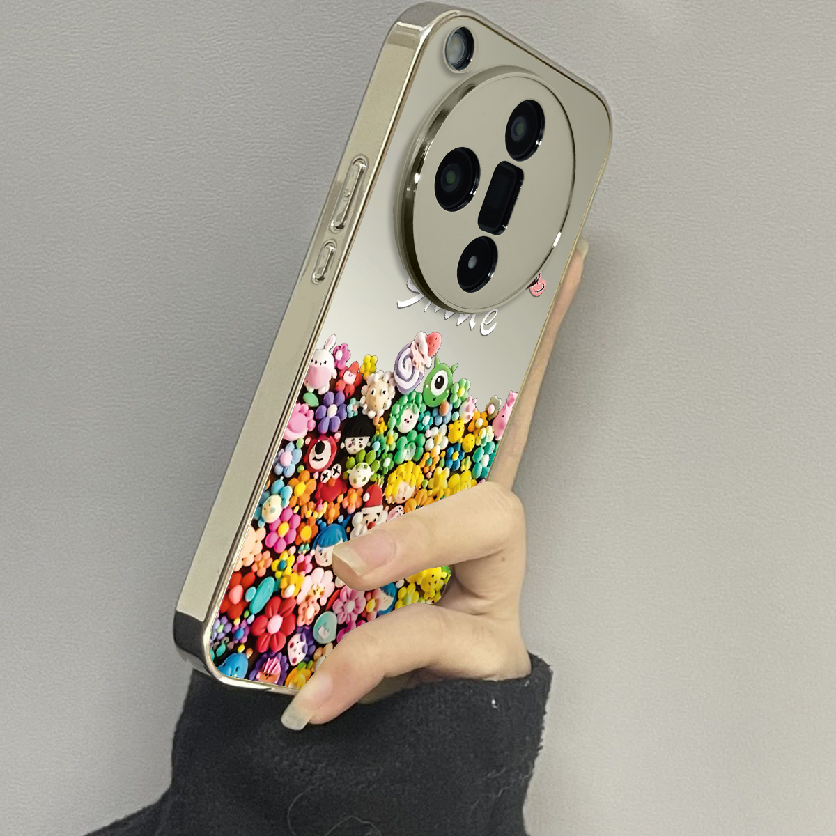 适用于oppofindx7Ultra手机壳电镀镜面笑脸娃娃高级感oppoa2/3pro外硅胶全包防摔FINDX5/6pro套新款女x7至尊