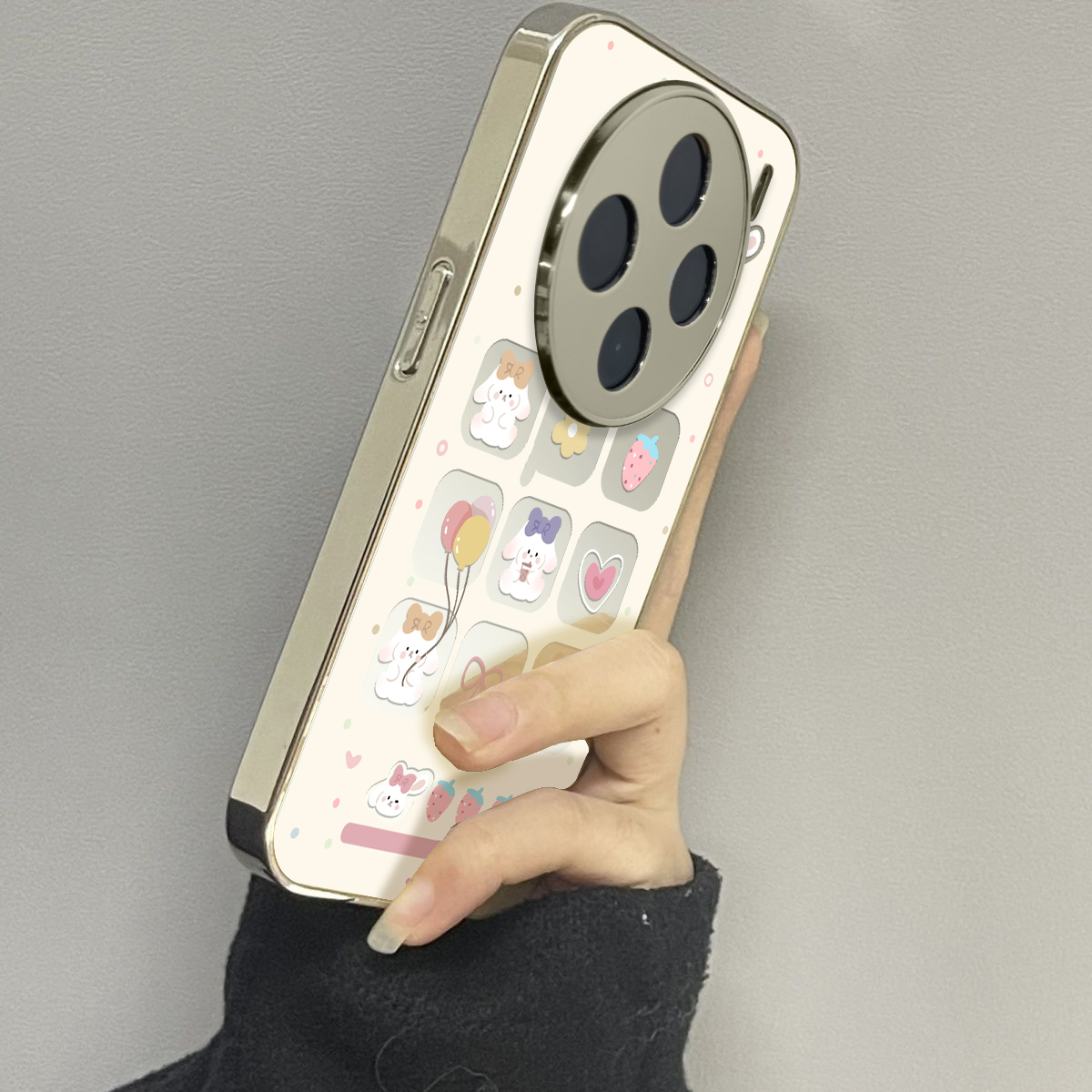 适用于vivox100pro手机壳镜面草莓小兔高级感vivix60/70/80pro外硅胶全包防摔x90s新款女潮牌vivox90/x100套
