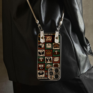 适用于苹果17promax手机壳带挂绳猫犬头像iphone14 xr女13PRO 16pro套硅胶xs全包防摔斜跨15ultra套网红11新款