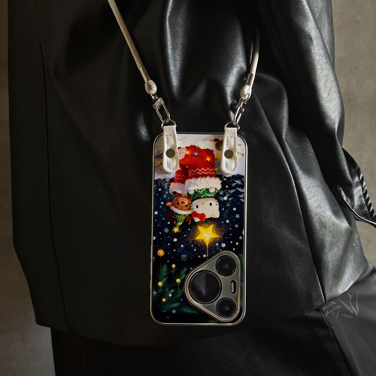 适用于华为Pura70pro手机壳新款圣诞KT猫Mate60/70pro十套50/40全包防摔P60/80带挂绳Nova14ultra/13/12外7/9