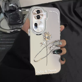 7男女reno9套潮 8pro十外网红新款 适用opporeno11pro手机壳铂金玫瑰磨砂高级感Findx5 6外硅胶全包a2pro防摔6