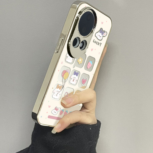 适用于华为nova12ultra手机壳镜面草莓小兔Nove5/6/7se外硅胶8全包防摔Hinova9男女潮牌硬nova10/11pro套情侣