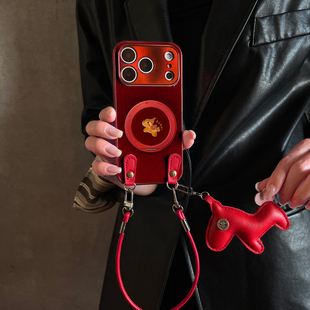 11pro12套13 x7ultra马年全包x6防摔硅胶女10 findx9带挂绳x8s 适用OPPOReno15Pro手机壳支架金马红色新款