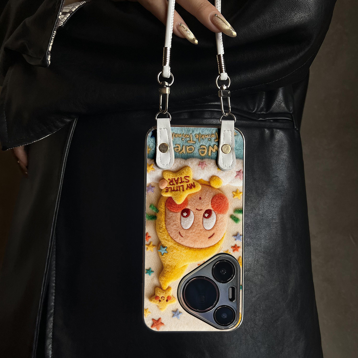 适用于华为Pura70pro手机壳新款毛绒星人Mate60/70pro十套50/40全包防摔P60/80带挂绳Nova14ultra/13/12外7/9