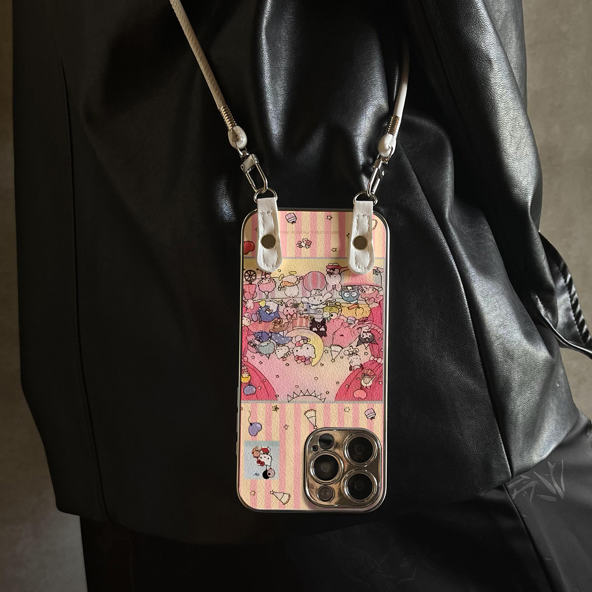 适用于苹果17promax手机壳带挂绳星月剧场iphone14/16pro套硅胶xs全包防摔斜跨15ultra套网红11新款xr女13PRO