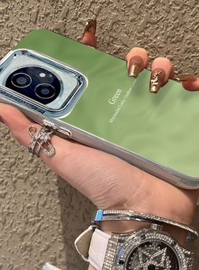 适用于荣耀100pro手机壳褶皱绿色丝纹高级感华为50se/60/70pro外硅胶全包防摔Honor80网红新款女士潮牌90GT套