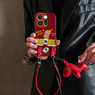 11pro12套13 x7ultra马年全包x6防摔硅胶女10 findx9带挂绳x8s 适用OPPOReno15Pro手机壳发财星人红色新款