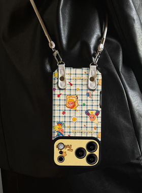 适用于苹果17promax手机壳带挂绳格星星人iphone14/16pro套硅胶xs全包防摔斜跨15ultra套网红11新款xr女13PRO