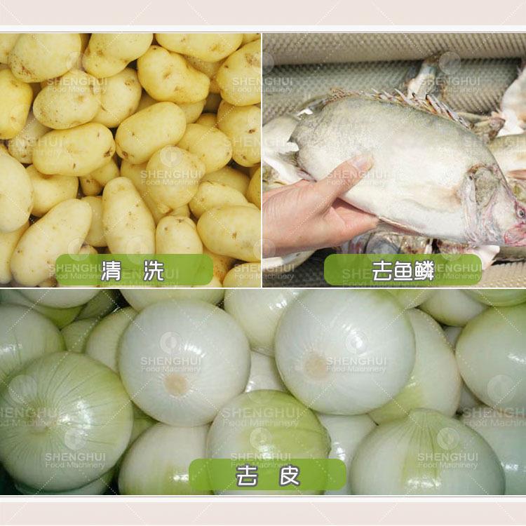 笙辉洗水果设备生姜洋葱脱皮机去鱼鳞机果蔬毛刷清洗机土豆去皮机